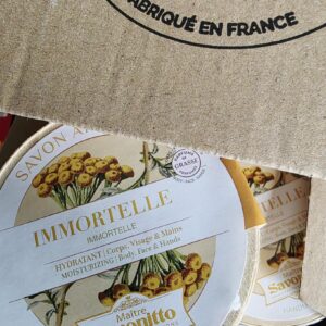 Pyöreä Immortelle-saippua rasiassa 100g
